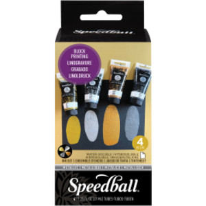 Water-Soluble Block Printing Ink, Metallic Colors, 1.25 oz, Set of 4