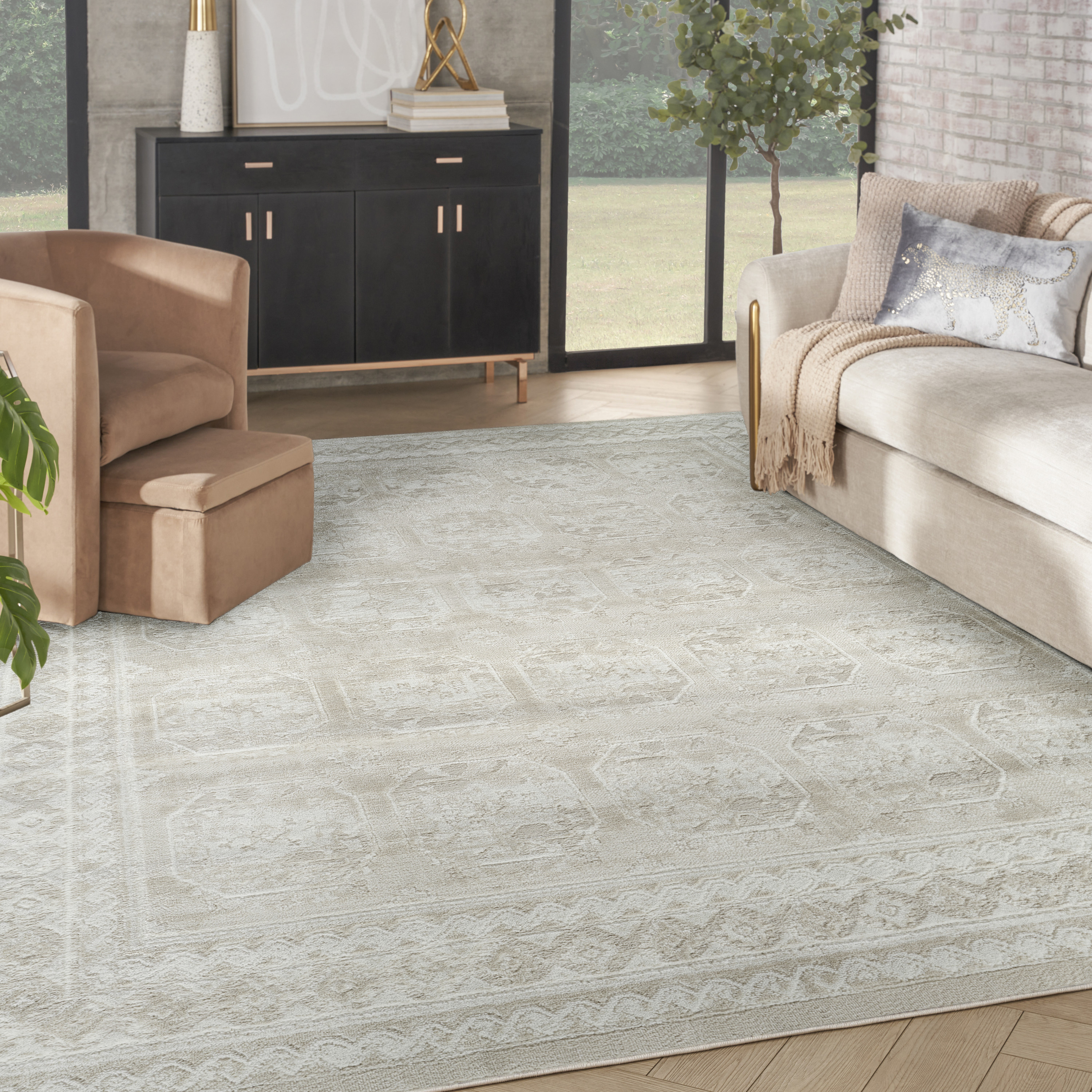 Nourison Dekor 7'10" x 9'10" Ivory Beige Vintage Indoor Rug