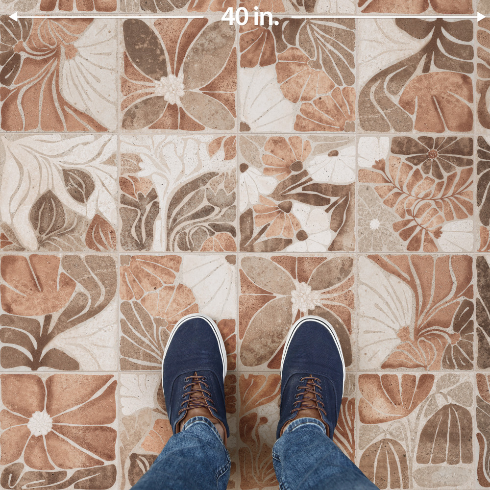 Adagio Decor Fiori 9-3/4 in. x 9-3/4 in. Porcelain Floor and Wall Tile