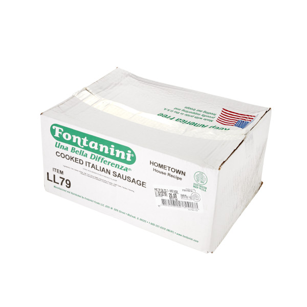 FONTANINI(r) Italian Sausage Topping, Cooked, 7-9/oz, 4/5 lb . C1RA - Front Right Closed Case (Hi Res)