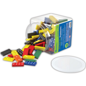Double-Six Colored Dominoes in a Bucket, Set of 168
