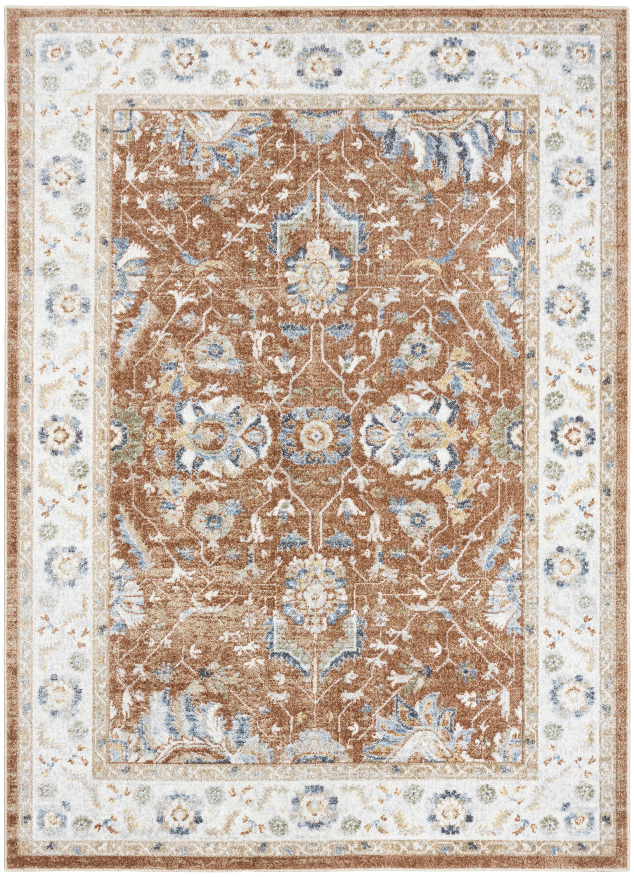Nourison Astra Machine Washable 4' x 6' Rust Ivory Vintage Indoor Rug
