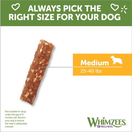 <p>Recommended Feeding Guidelines<br />
• We recommend one properly sized treat per day<br />
• Not suitable for dogs under the age of 9 months.<br />
• Suitable only for dogs between 25 and 40 lb.<br />
• Always have fresh water available for your dog.<br />
• As with any edible product, monitor your dog to ensure the treat is adequately chewed. Swallowing any item without thoroughly chewing it may be harmful or even fatal to a dog.<br />
“</p>
