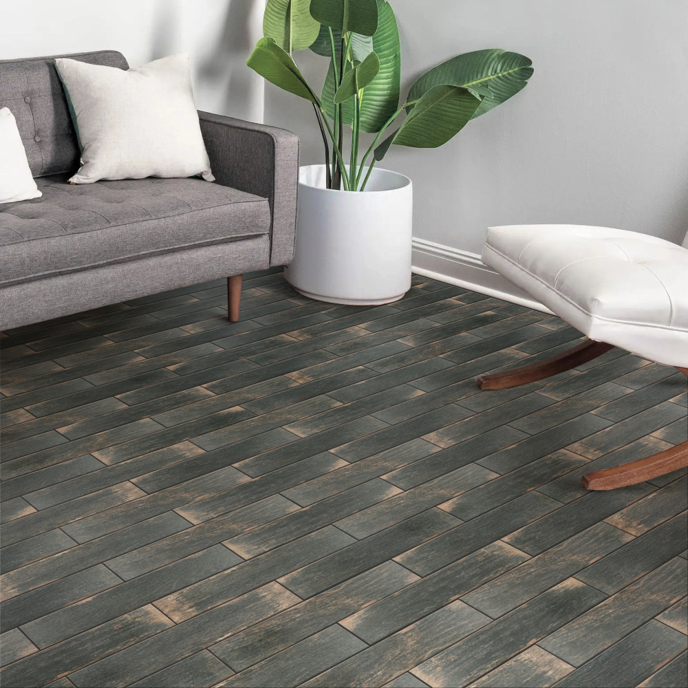 Bora Dark 3-1/8 in. x 17-1/2 in. Porcelain Floor and Wall Tile