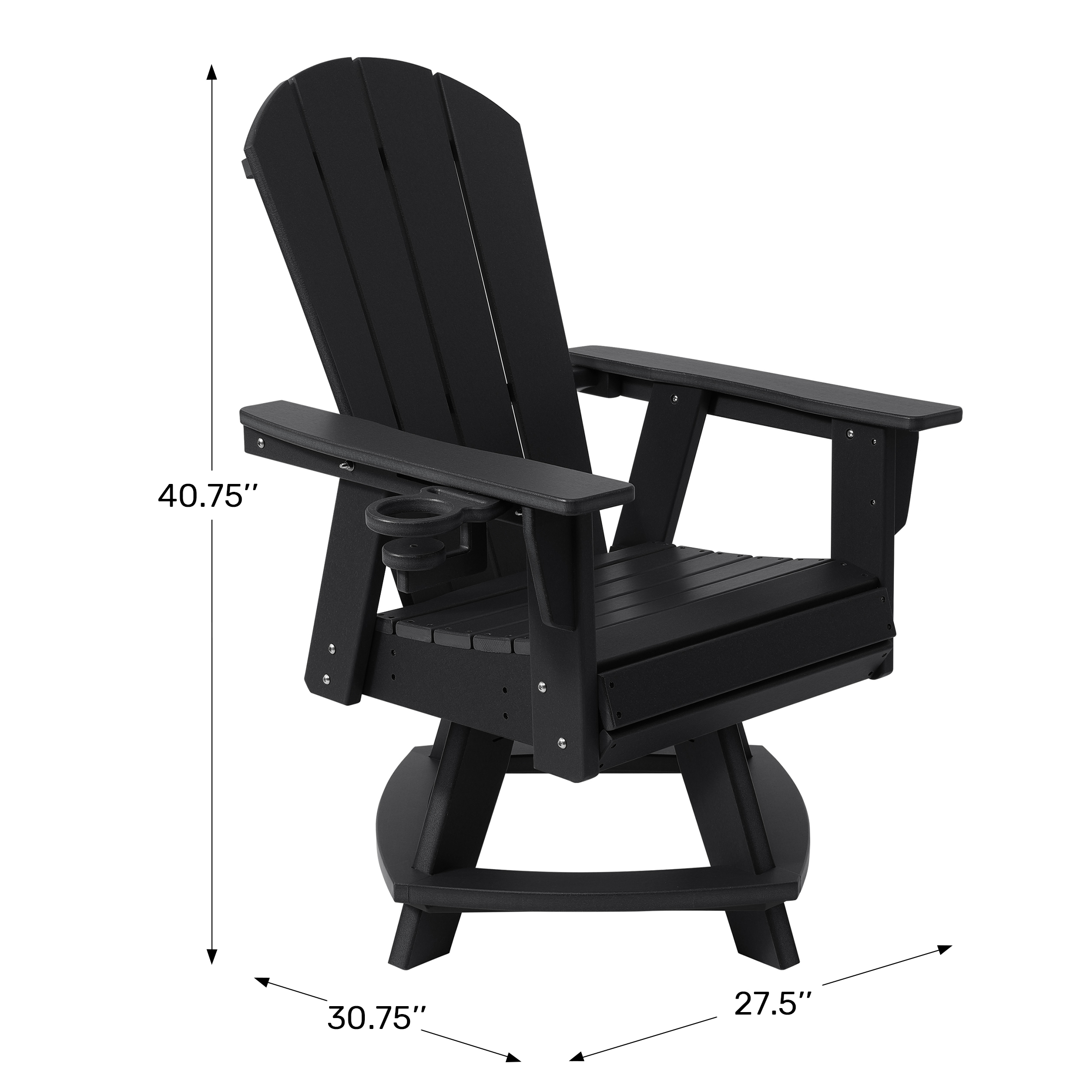 Outdoor HDPE Swivel Adirondack Patio Dining Chair With Cup Holder WWT Spec Image