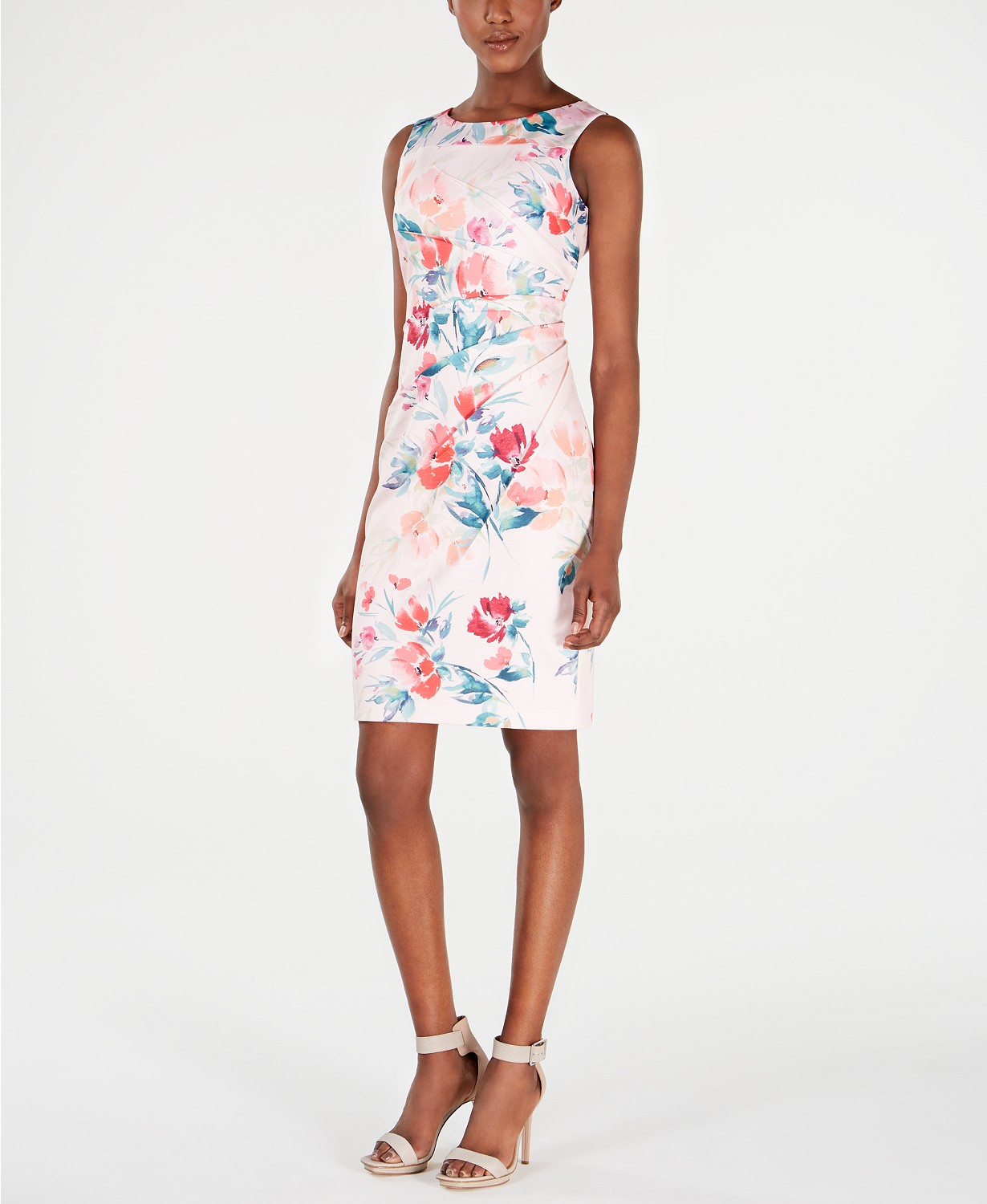 Calvin Klein Women's Petite Floral-Print Sheath Dress - Multi - Size ...
