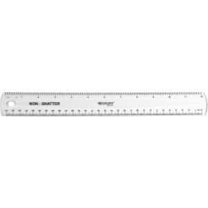 Non-Shatter Flexible Ruler, Standard/Metric, 12 in (30 Cm) Long, Plastic, Clear, 12 Per Pack