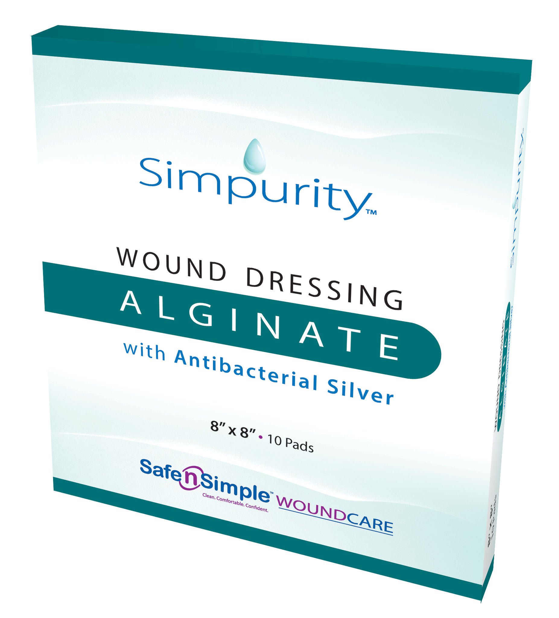 Safe N Simple DRESSING, WND SILVER ALGINATE 8"X8" (10/BX 16BX/CS)