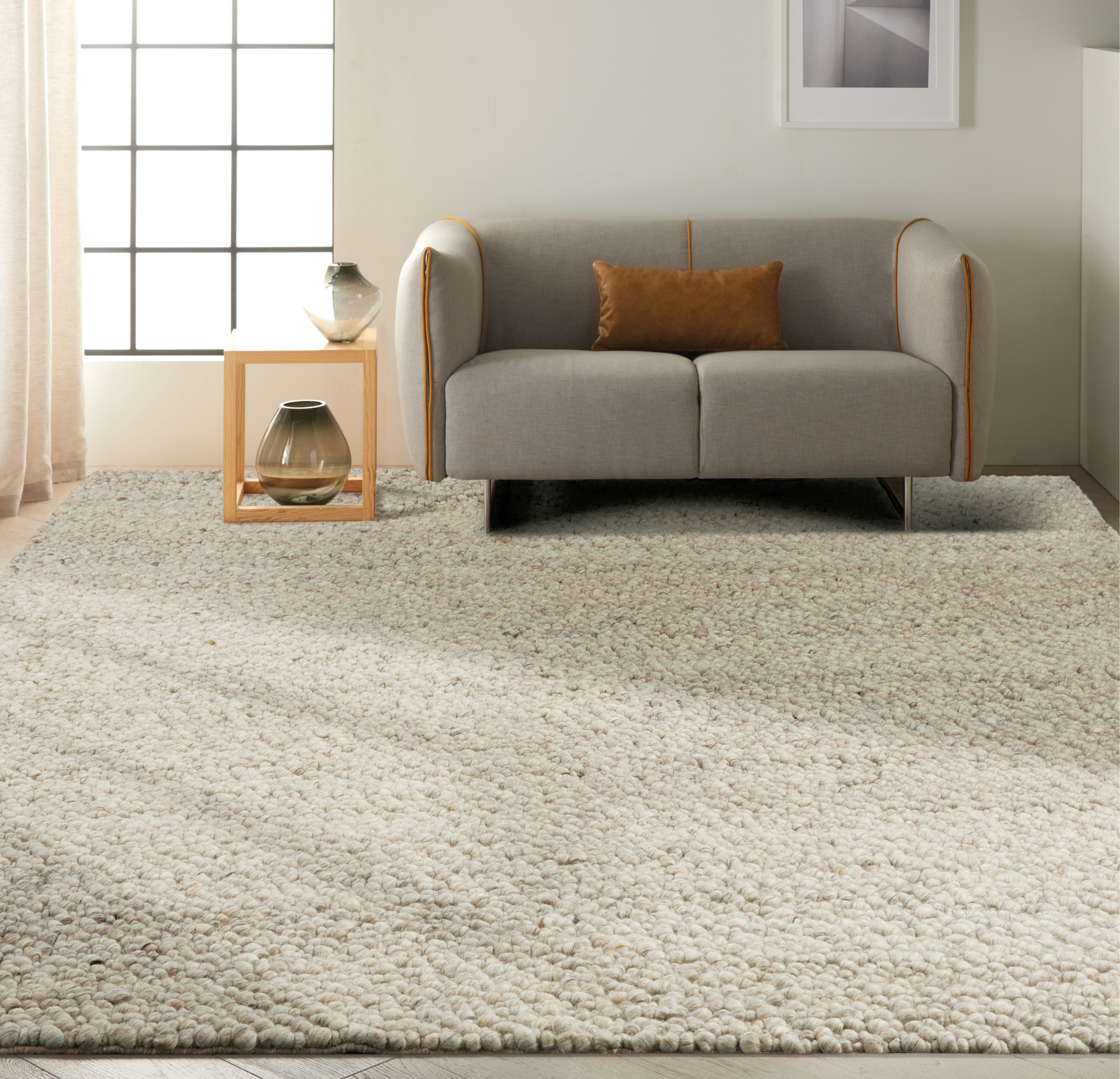 Calvin Klein Riverstone 10' x 14' Grey Ivory Contemporary Indoor Rug
