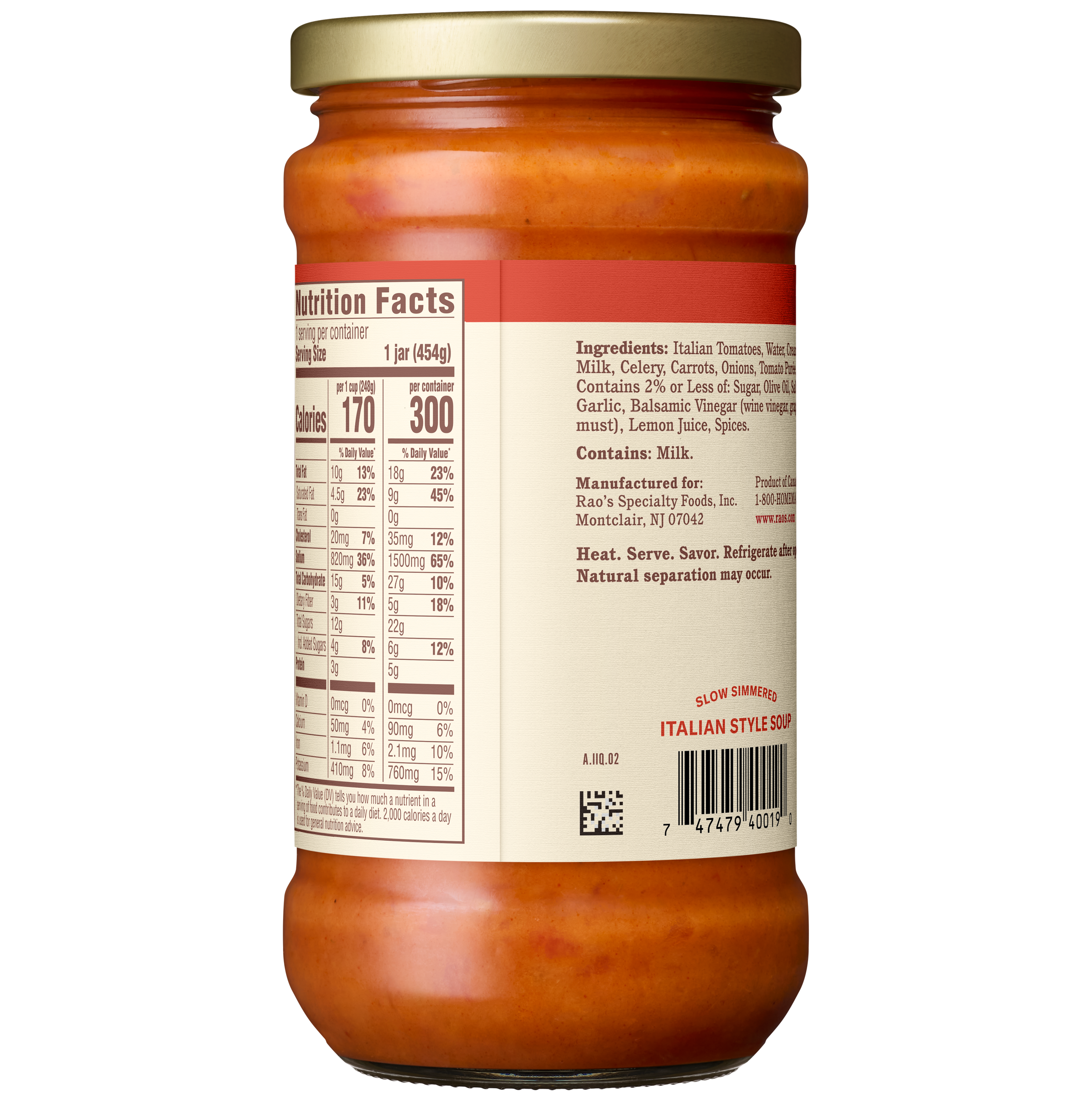 Creamy Tomato Soup, 16 oz - Back Image