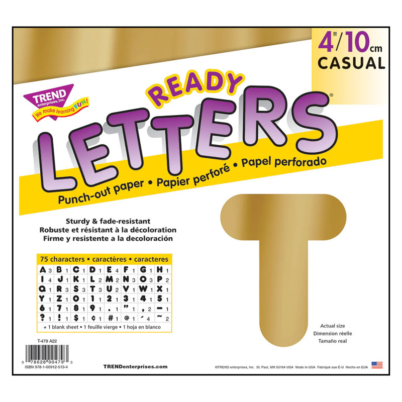 Gold Metallic 4" Casual UC Ready Letters®