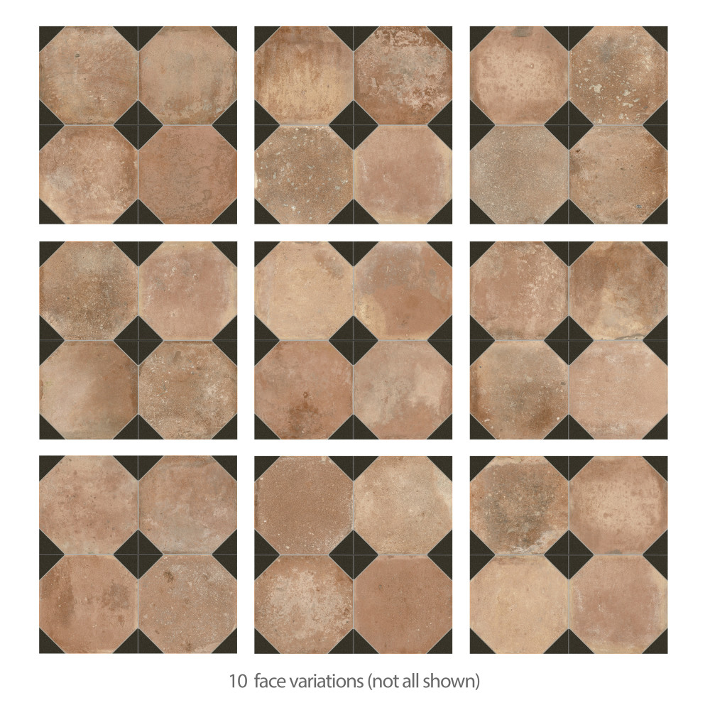 Kings Nonna with Black Corner 17-7/8 in. x 17-7/8 in. Porcelain Floor and Wall Tile