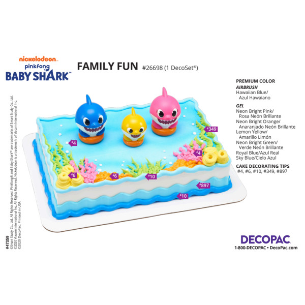 Baby Shark Family Fun Cake Decorating Instruction Card