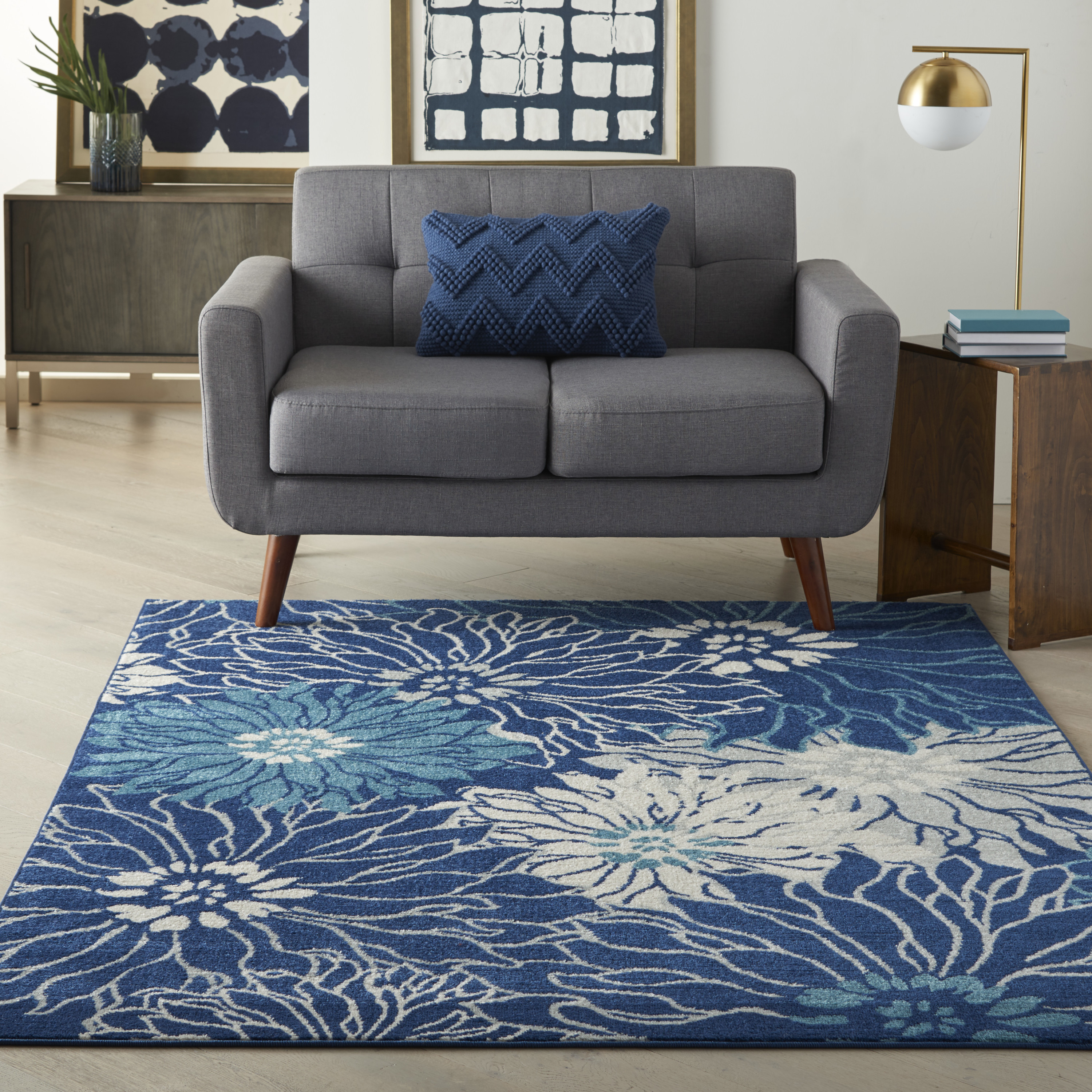 Nourison Passion 5'3" x 7'3" Navy Ivory Contemporary Indoor Rug