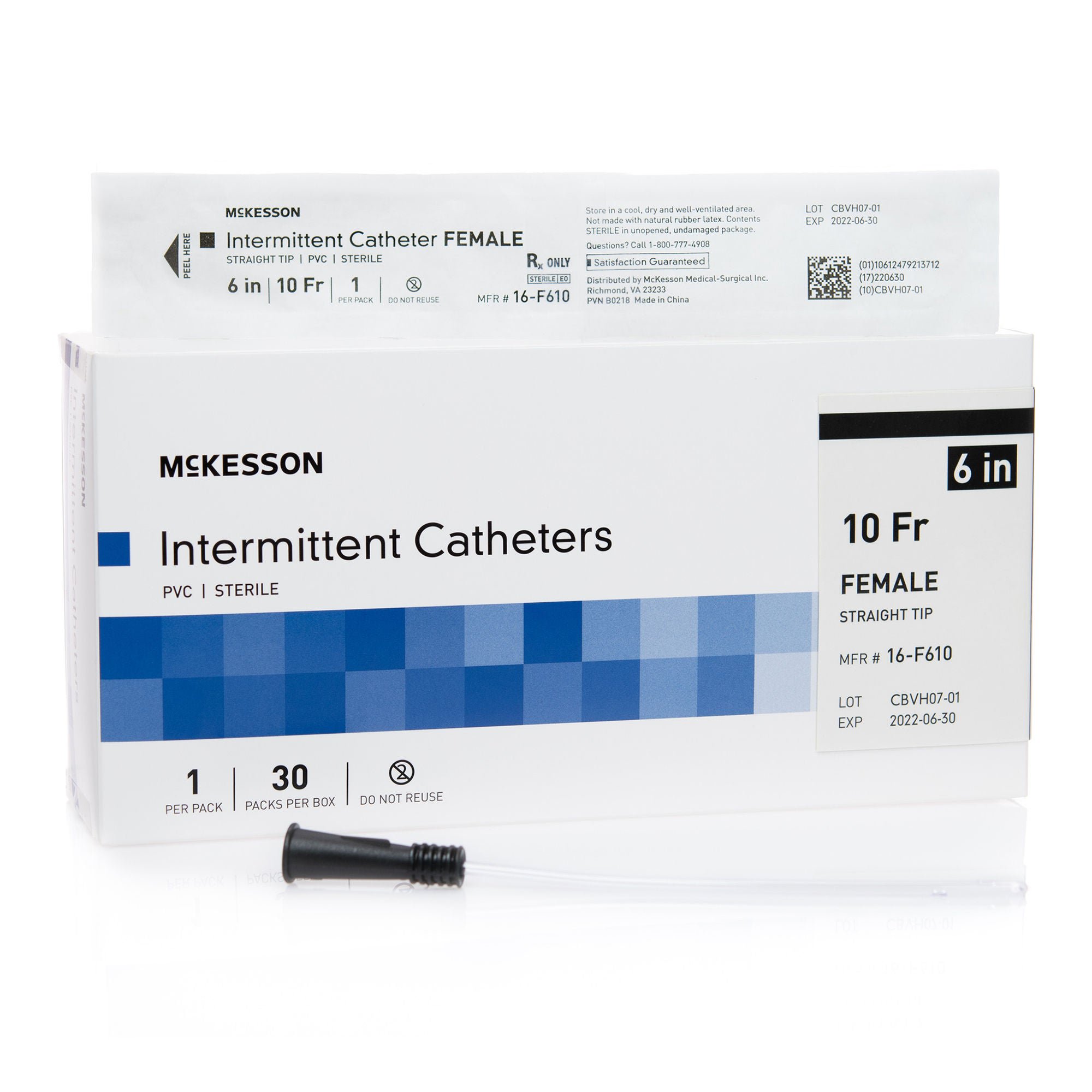 McKesson Urethral Catheter, 10 Fr., Female, Straight
