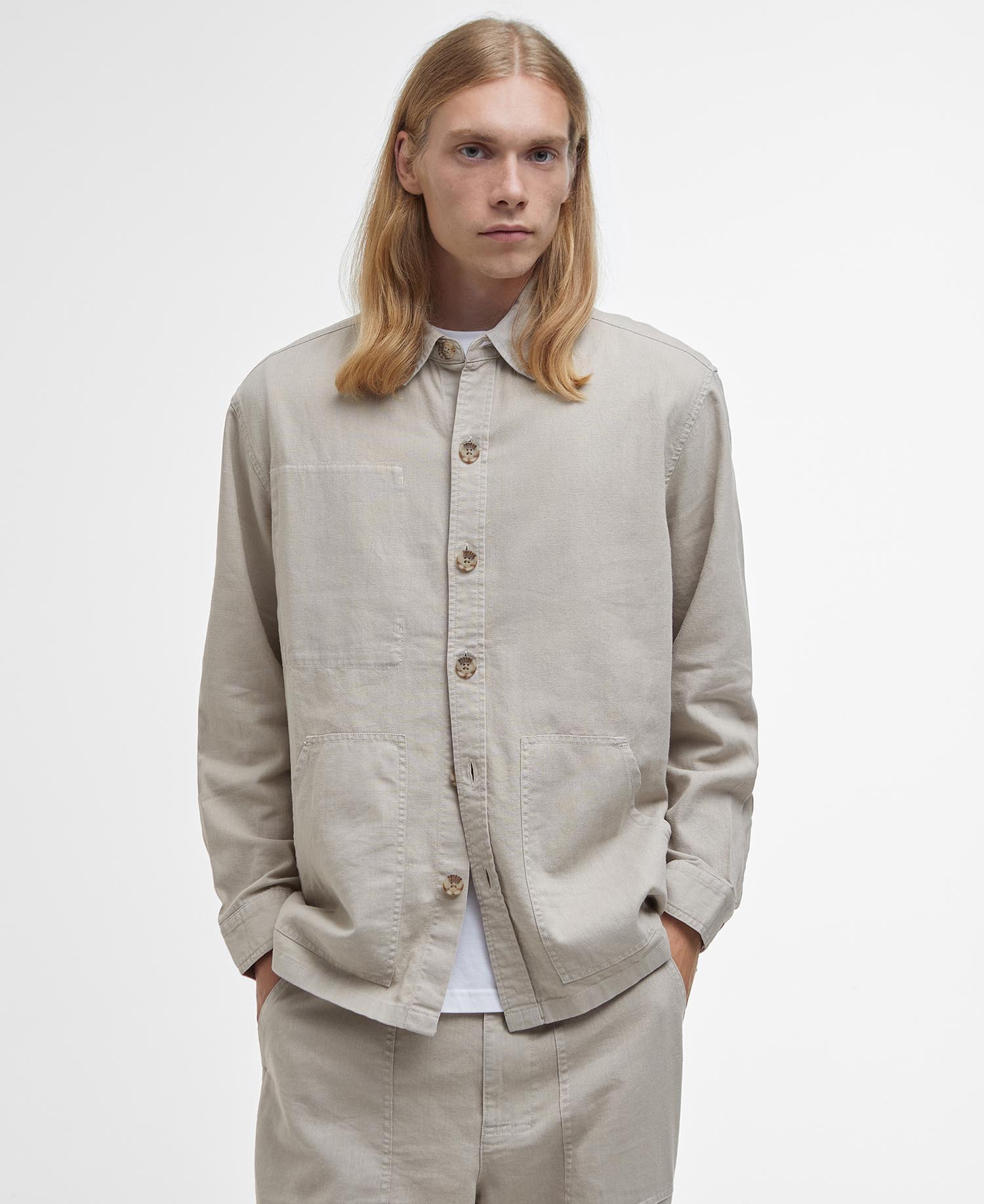 Natural Linen-Blend Overshirt image number 0