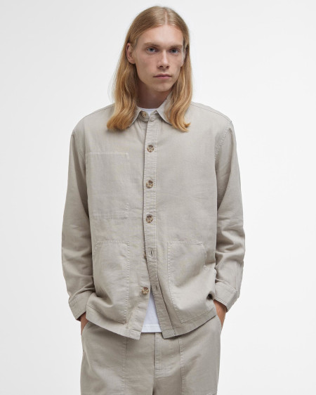 Natural Linen-Blend Overshirt