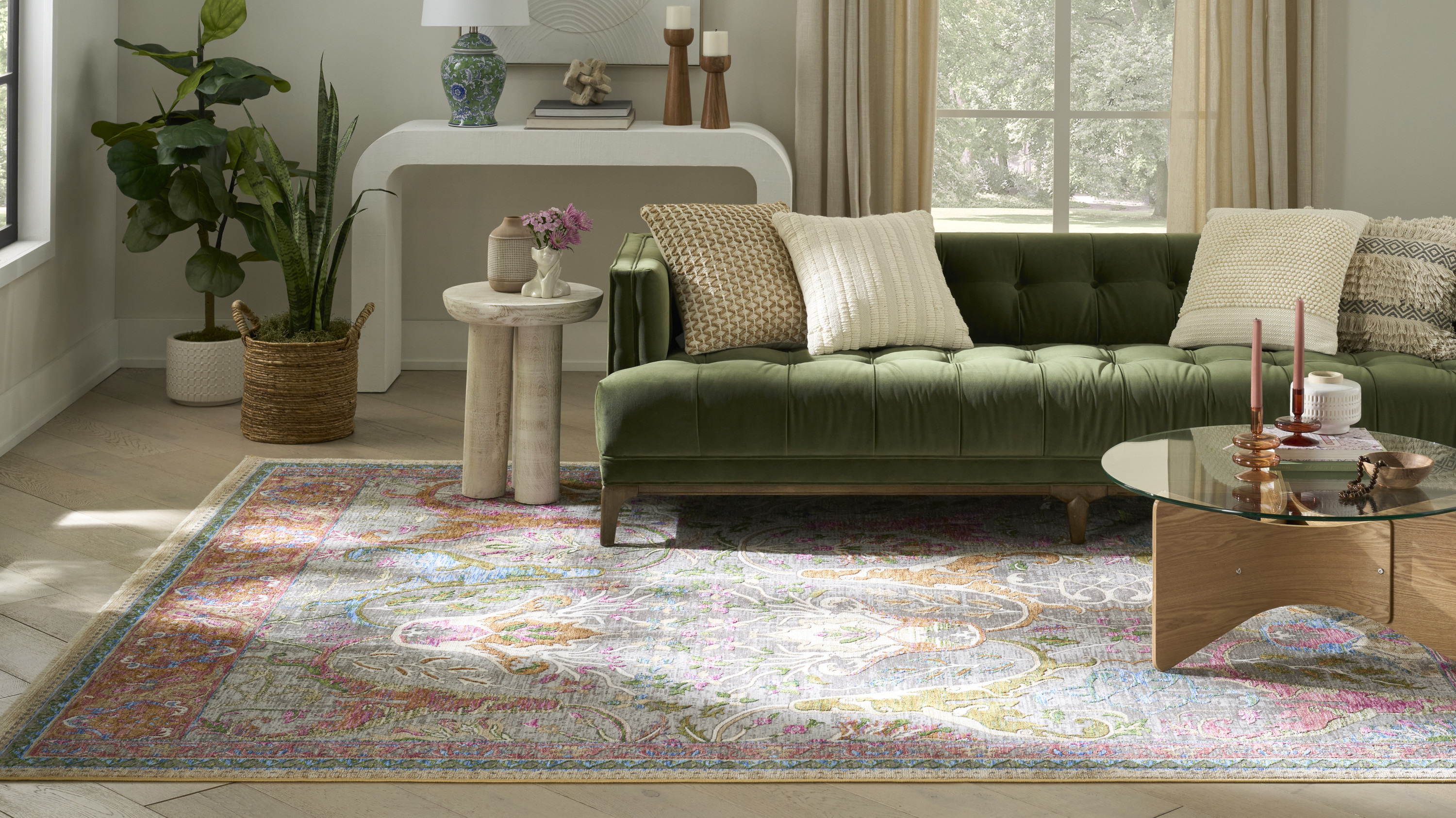 Nourison Vintage Harmony 7'10" x 9'10" Pink Multicolor Bohemian Indoor Rug