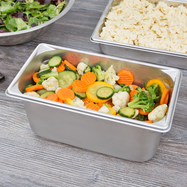 Third-size 6-inch-deep Super Pan V® stainless steel steam table pan