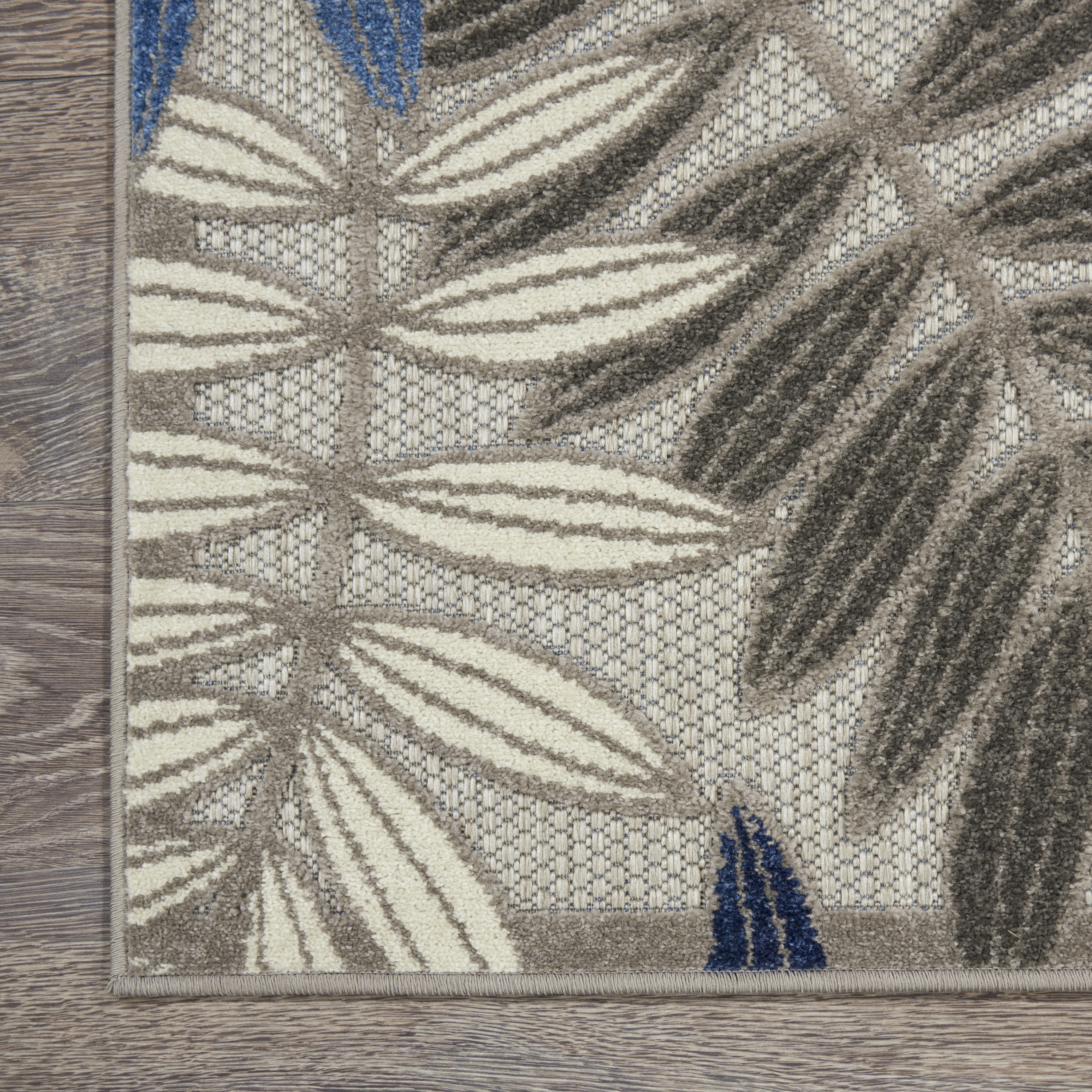 Nourison Aloha 6' x 9' Grey Blue Tropical Rug
