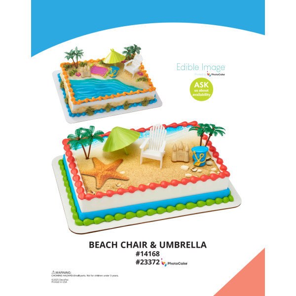 Beach Chair & Umbrella The Magic of Cakes® PhotoCake® Enhanced Background and Icing Page