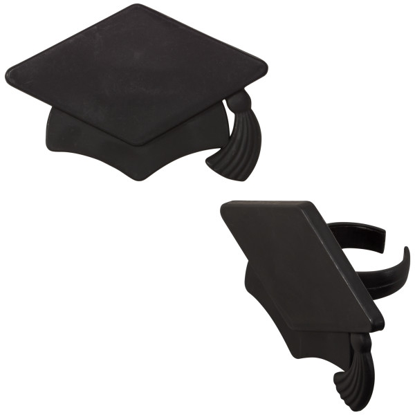 Black Grad Hat Cupcake Rings