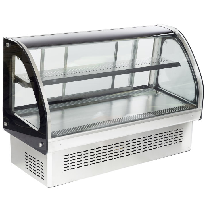 48-inch-wide 120-volt curved front Cayenne® refrigerated drop-in display case with rear access