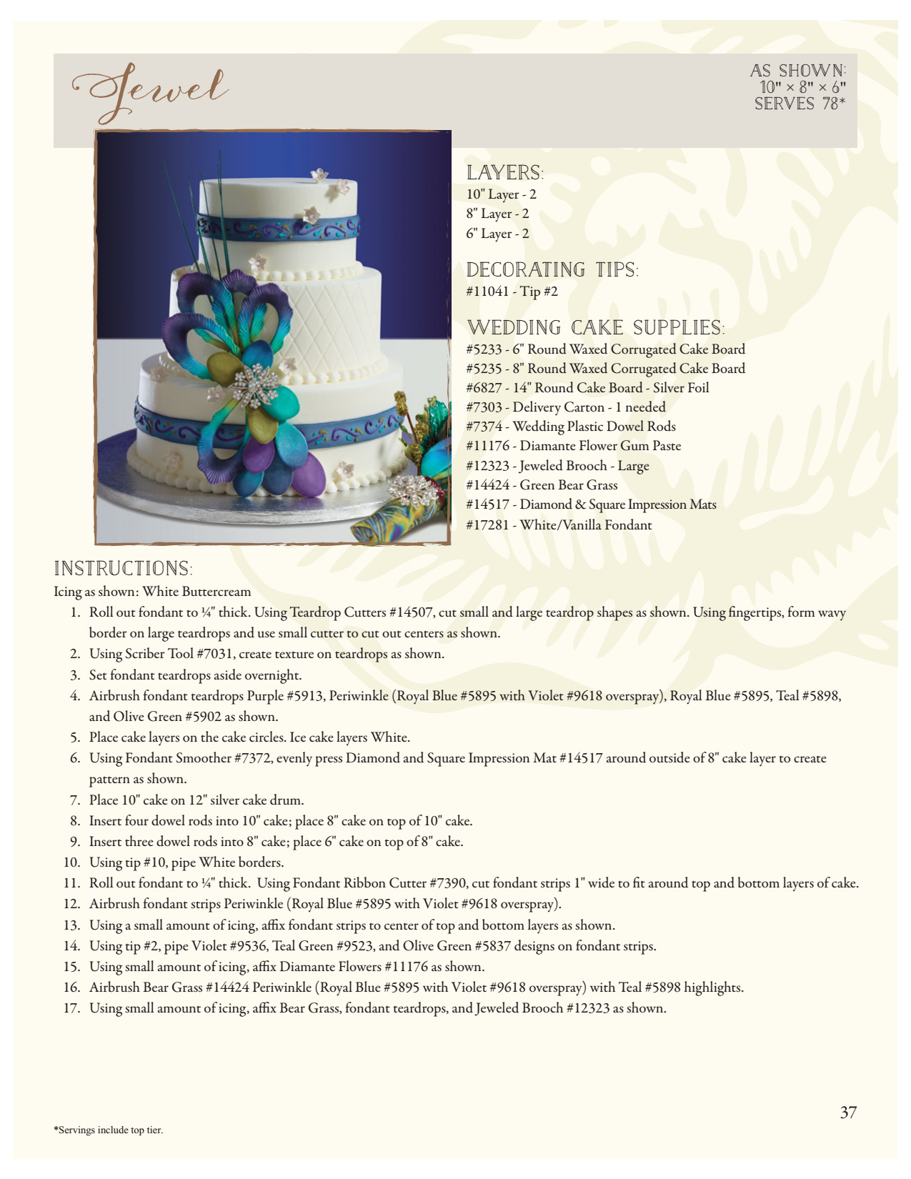 Jewel Wedding Cake Decorating Instruction Card DecoPac