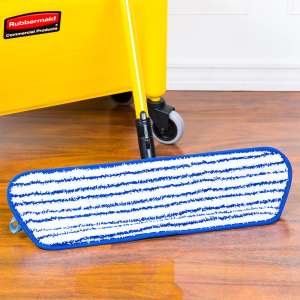 Rubbermaid Commercial, HYGEN, Microfiber Hook & Loop Finish Mop, 18"W, White