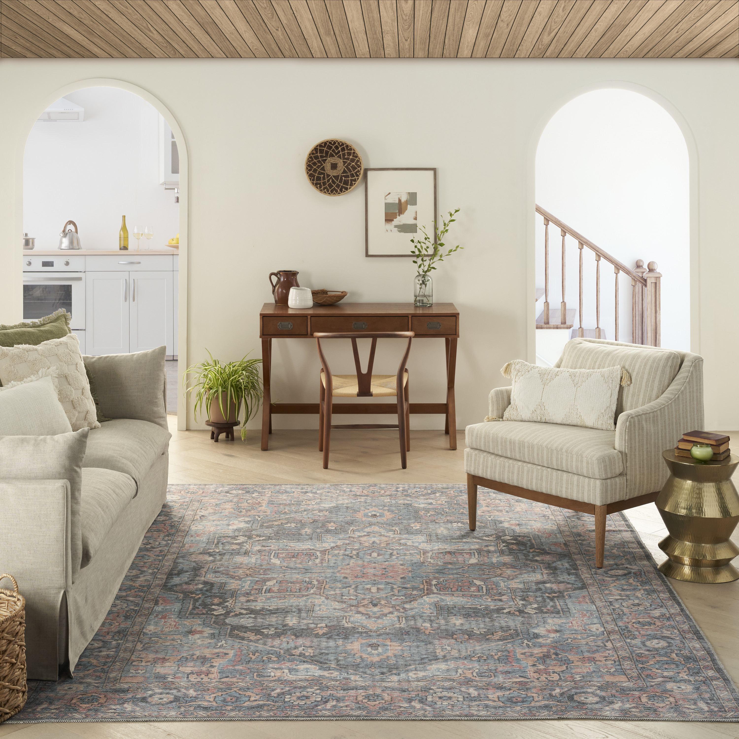 Nourison New Concept Washables 9'2" x 12' Light Blue Multicolr Vintage Indoor Rug