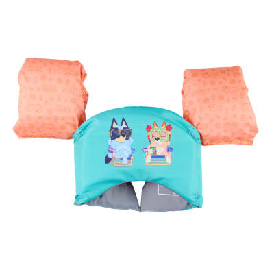 SwimWays Bluey Swim Trainer, US Coast Guard Approved Life Vest, Kids Swim Vest and Swimming Aid, Bluey Arm Floaties & Life Jackets for Kids 33-55 lbs