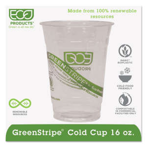 ECPEPCC16GS, Eco-Products,Inc., GreenStripe Renewable and Compostable Cold Cups, 16 oz, Clear