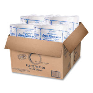 Dart, Concorde Foam Plate, 10.25" Dia, White