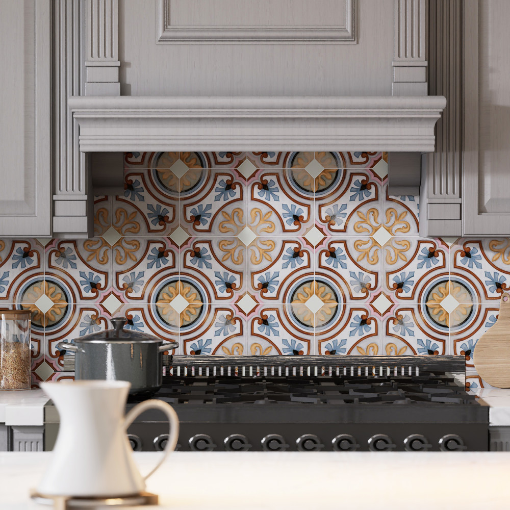 Vaudeville Octagon Deco Diglas with Taco Nacar 7-7/8 in. x 7-7/8 in. Porcelain Floor and Wall Tile