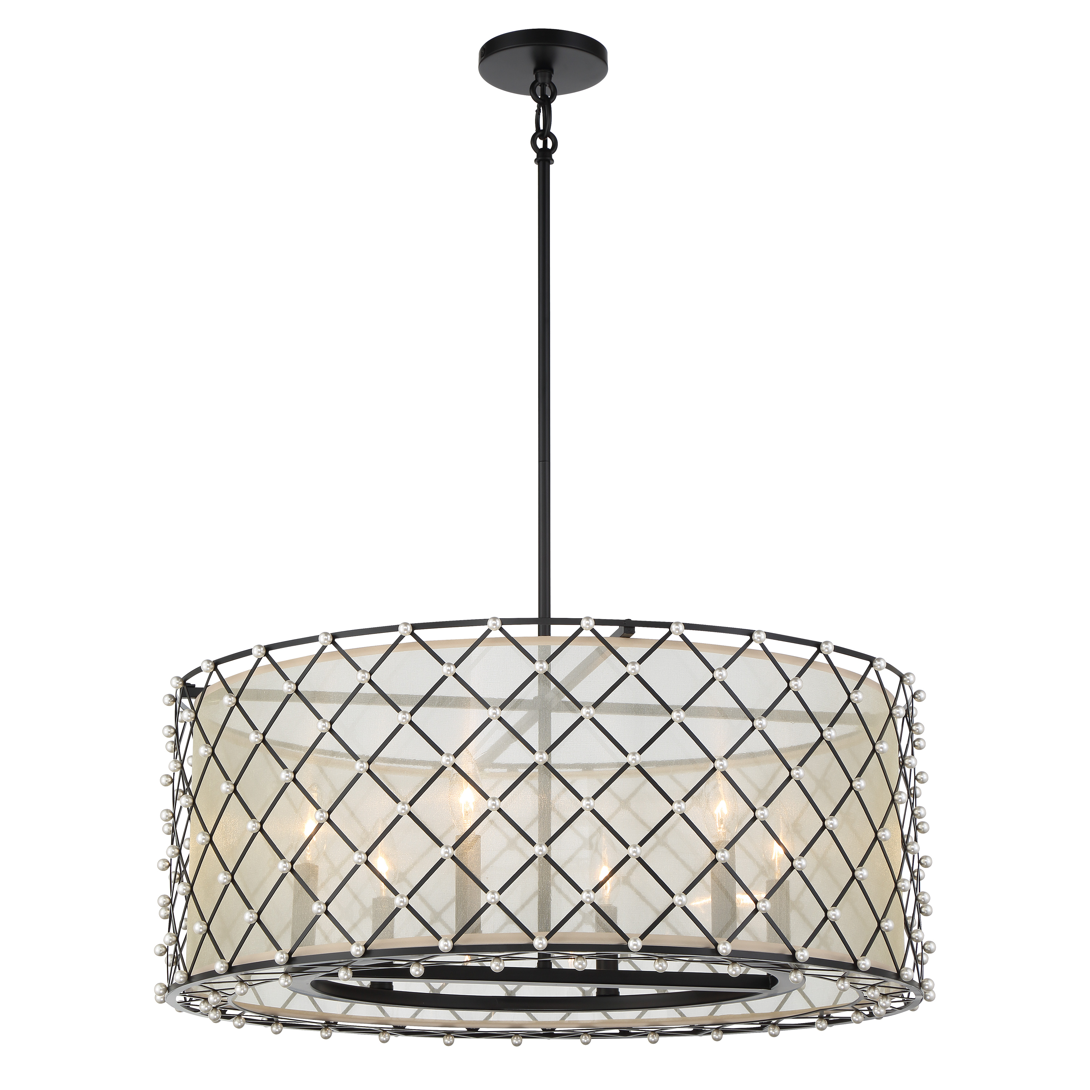 Sheer Elegance 6-Light Pendant with Gold Organza Shade - Image 3