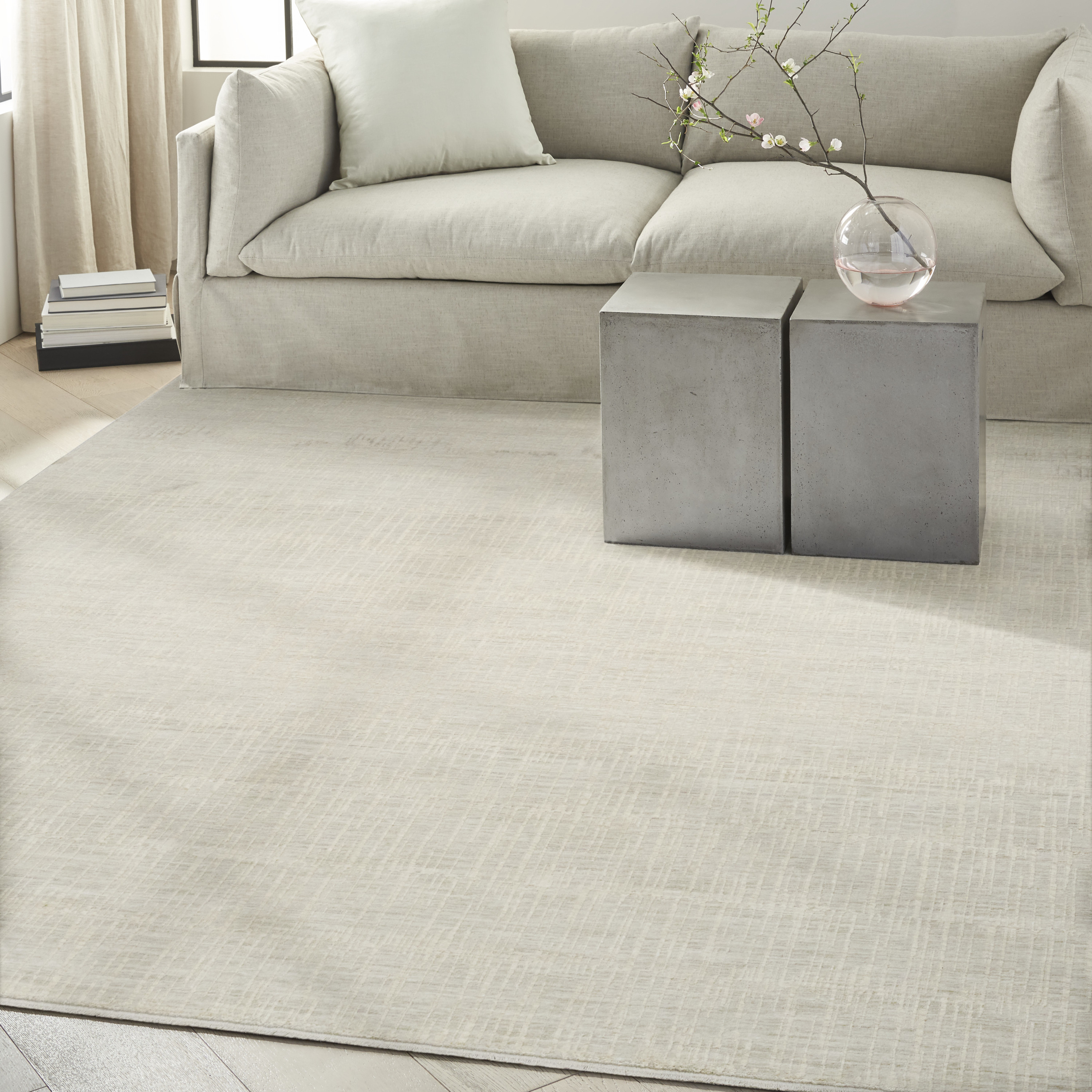 Calvin Klein CK079 Notes 5'3" x 7'3" Silver Ivory Modern Indoor Rug