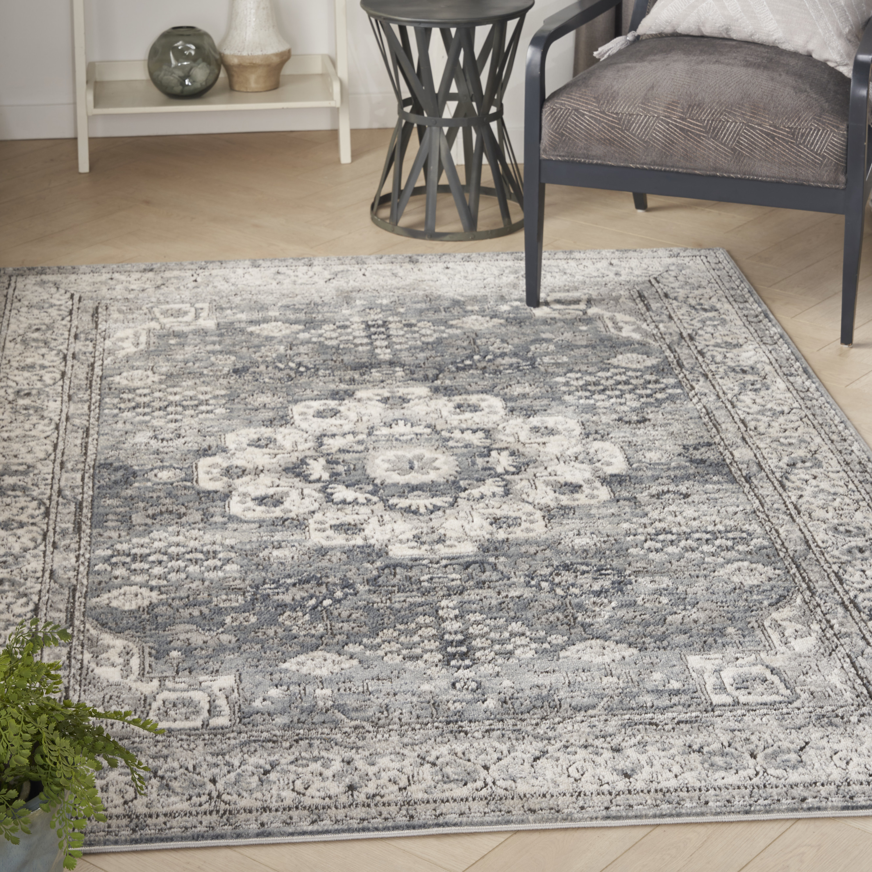 Nourison Quarry 5'3" x 7'3" Grey Ivory Vintage Indoor Rug