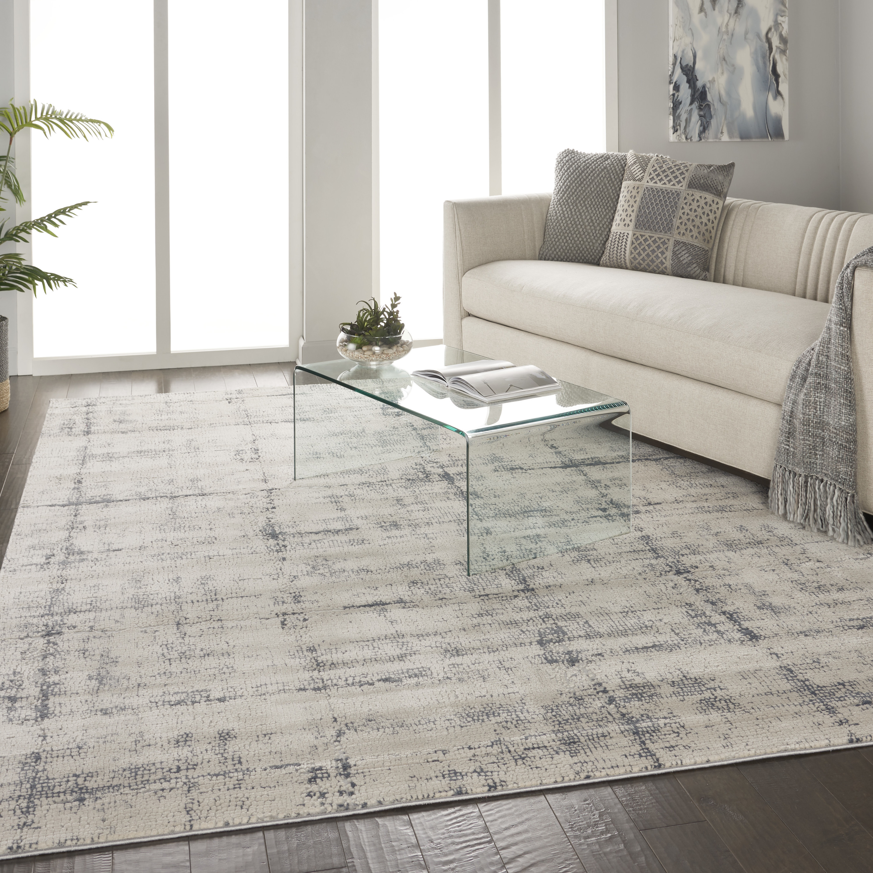 Nourison Rustic Textures 7'10" x 10'6" Ivory/Blue Modern Indoor Rug
