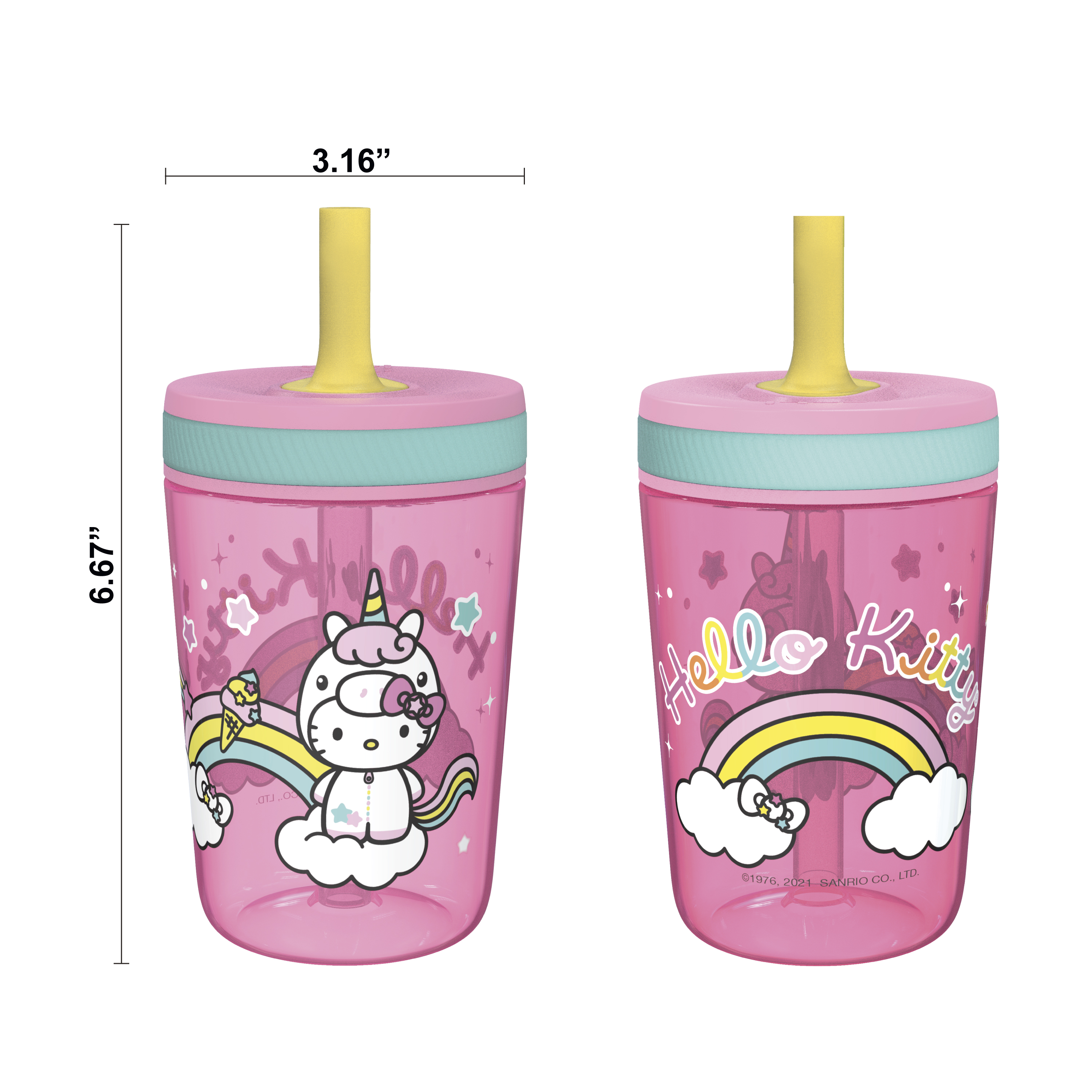 Sanrio 15  ounce Plastic Tumbler with Lid and Straw, Hello Kitty, 2-piece set slideshow image 6