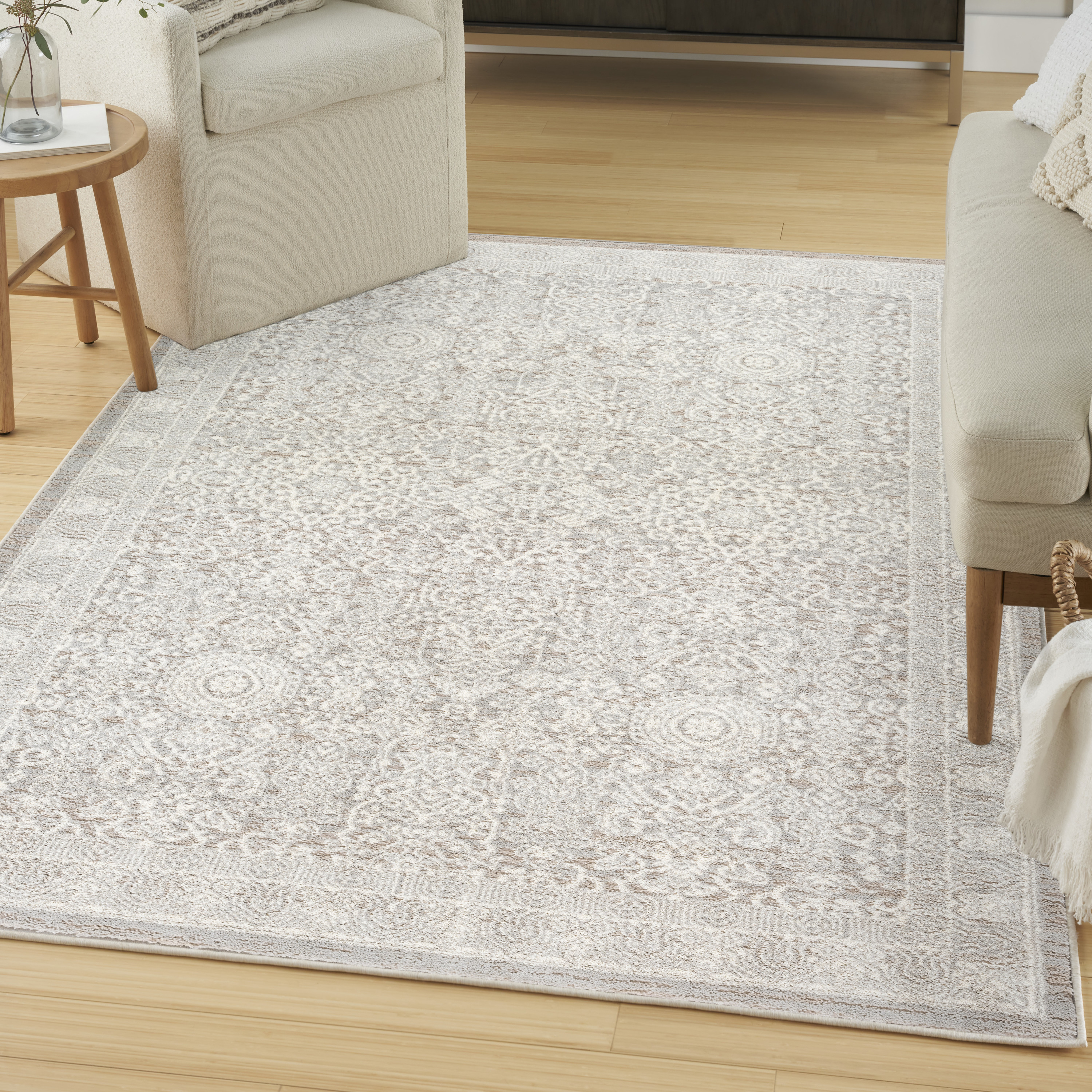 Nourison Eco Cycle 3'11" x 5'11" Silver Ivory Vintage Indoor Rug
