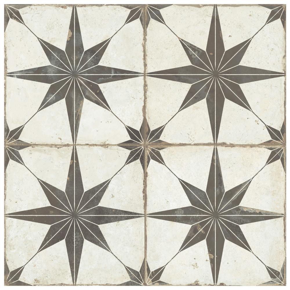 Kings Star Supernova Nero 17-3/4 in. x 17-3/4 in. Porcelain Floor and Wall Tile
