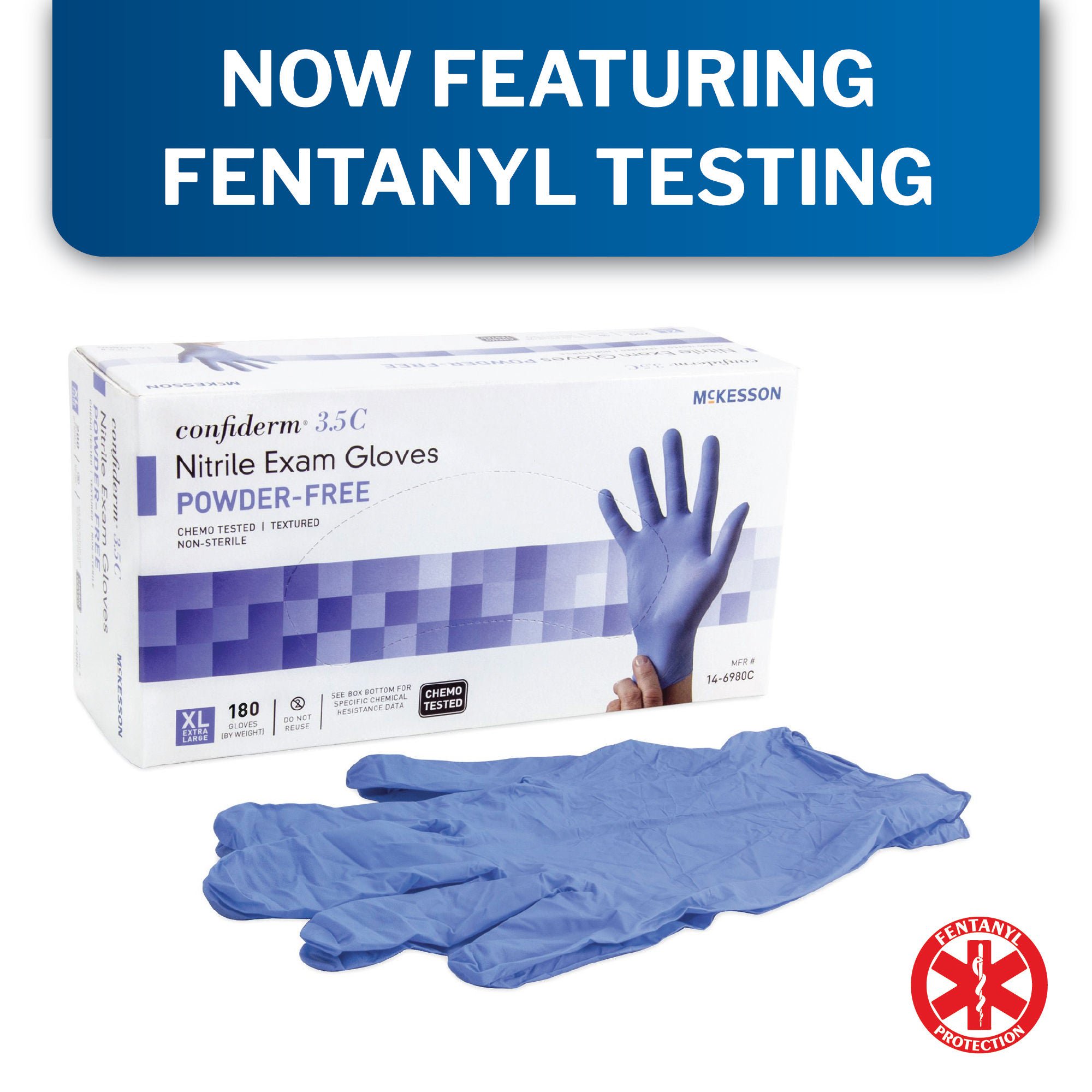 McKesson Confiderm® 3.5C Nitrile Exam Glove, Extra Large, Blue