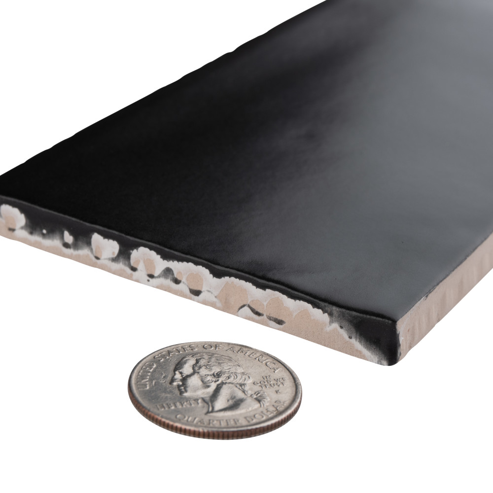 Castillo Matte Black 3 in. x 6 in. Ceramic Wall Tile