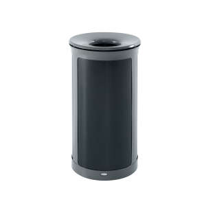 Rubbermaid Commercial, Enhance™, 33 gal, Metal, Gray/Black, Round, Receptacle