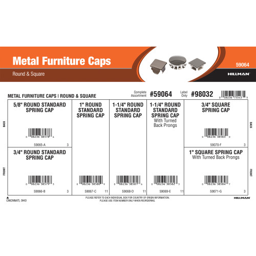 Metal Furniture Caps Assortment (Round & Square Varieties)