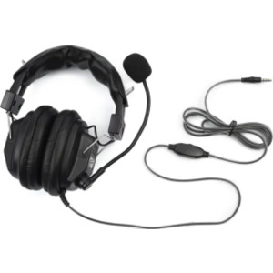 Over-Ear Stereo Headset with Gooseneck Microphone, Inline Volume Control, 3.5mm Plug