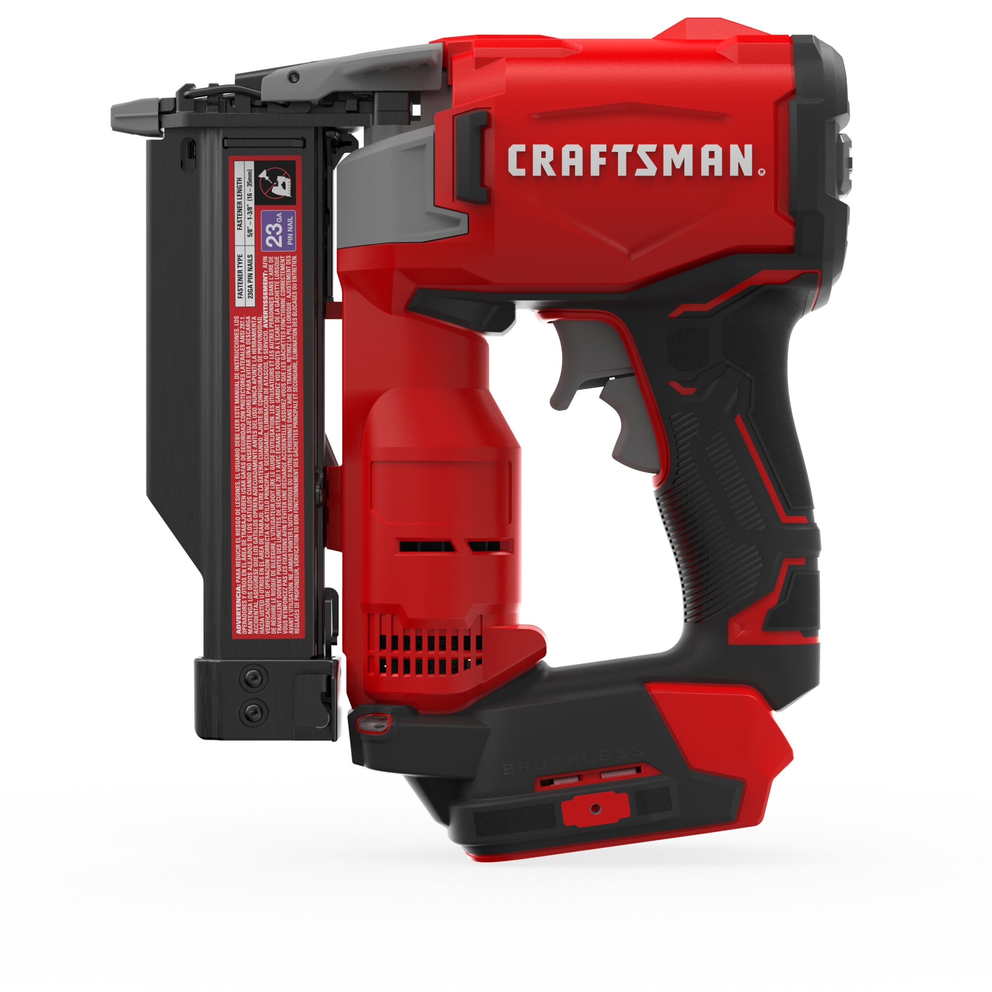 CRAFTSMAN V20 BRUSHLESS RP 23 guage pin nailer in use - battery sold separately 
