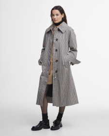 Beatrix Check Showerproof Trench Coat Sky Micro Check