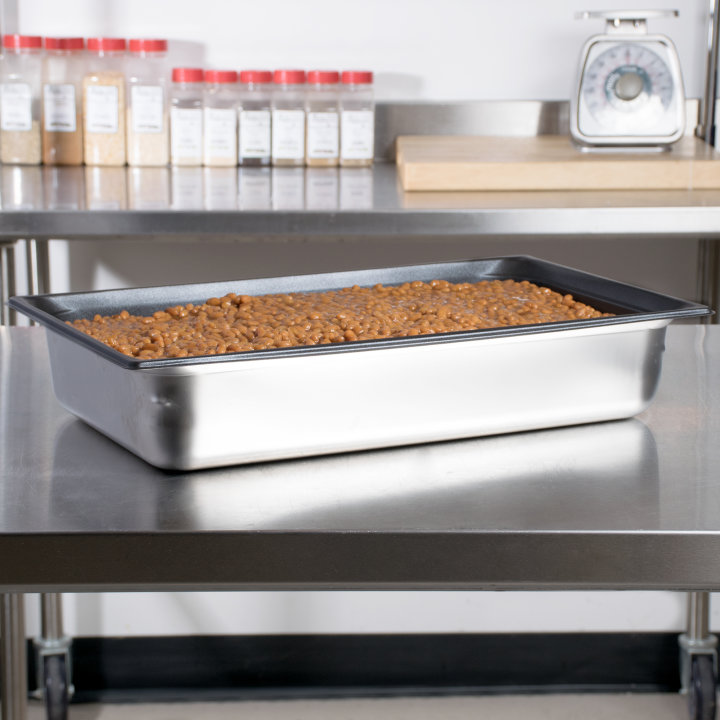 Full-size 4-inch-deep Super Pan 3® stainless steel steam table pan with Steel Coat x3™ nonstick coating