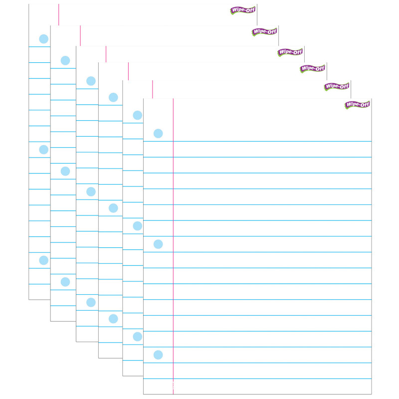 Notebook Paper Wipe-Off® Chart, 17" x 22", Pack of 6